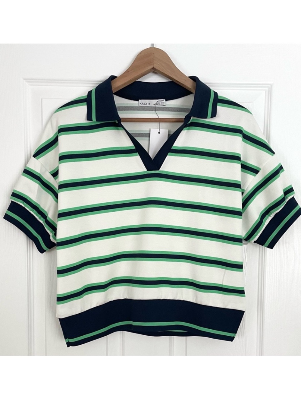 NWT Kaily K Striped Polo Shirt Size XS